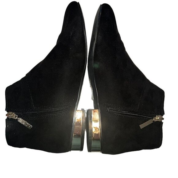 ASOS ACTON Flat Ankle Boots Bootie Women Size 6 Black Suede Side Zipper Preowned - Picture 6 of 11